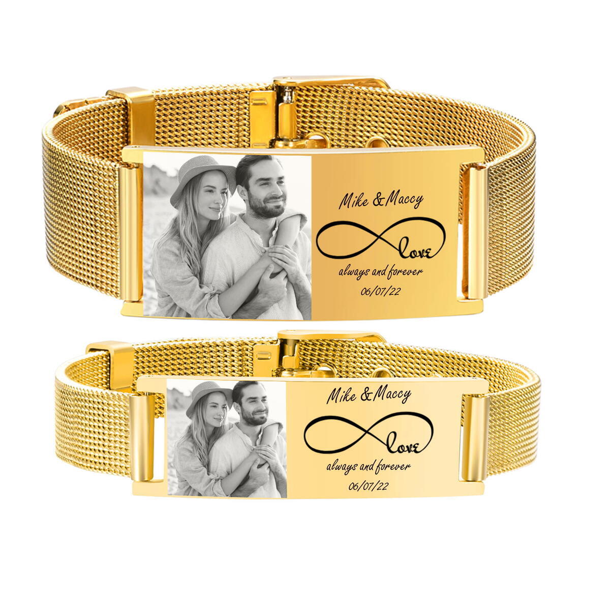 Stainless Mesh Band - Bracciale ID personalizzato per donna uomo,