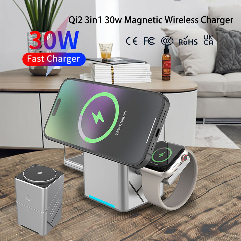Wireless Charger Watch - Caricatore Wireless Magnetico Rotante Touch 15W
